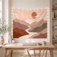 thumbnail image 5 of Abstract Terracotta Mountain Valley with Crescent Moon in Olive Landscape, Dreamy Boho for Nature Lovers, Wall Art Decor, Housewarming Gift Tapestry Wall Hanging for Bedroom and Living Room, 5 of 7