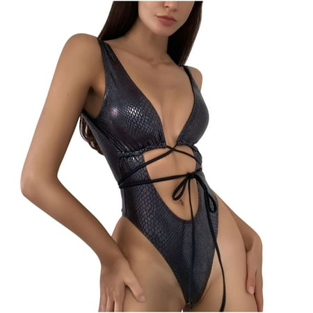 Henpk New Arrivals 2024 Now Trending 2024 Sexy Lingerie For Women Naughty For Sex Lingerie Plus Size Clearance Womens Lady Womens Splicing Push-Up Bra Bikini Beach Set Swimsuit Swimwear Black XL