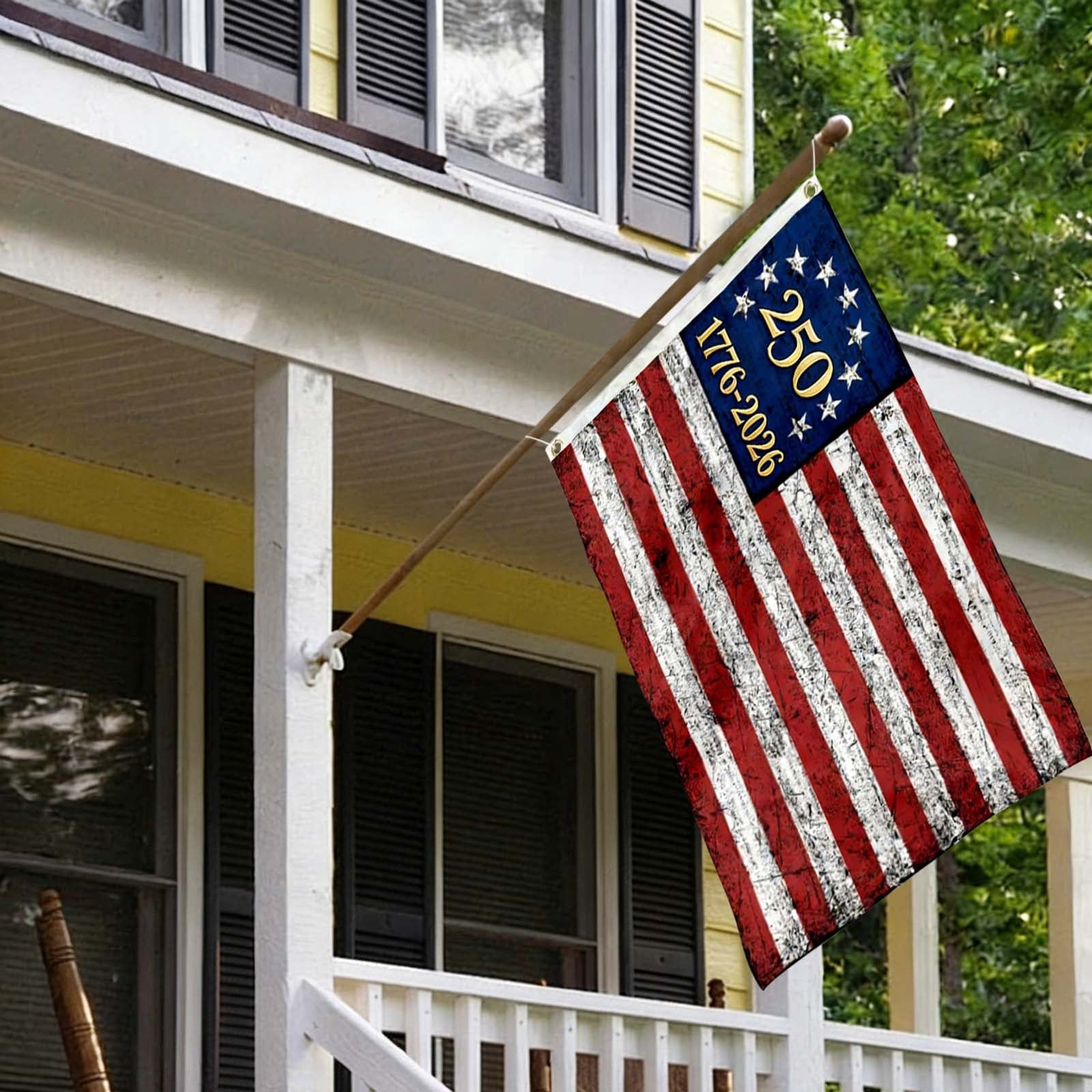 250th Anniversary Commemorative Flag, 3x5 Feet USA Patriotic Flag with Brass Grommets, Weather-Resistant Flag for Outdoor Use, Ideal for Parades, Historical Events, and Yard Displays