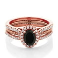 thumbnail image 2 of Gem Stone King 1.32 Ct Oval Black Onyx 18K Rose Gold Plated Silver Stackable Ring (Size 8), 2 of 3