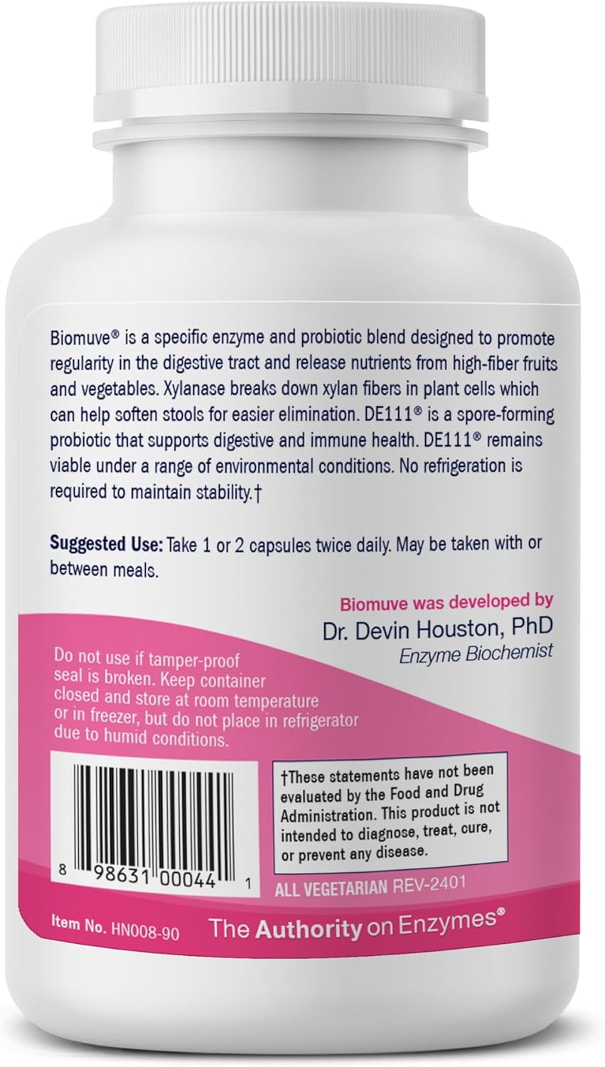 Houston Enzymes Biomuve for Digestive Support, Maintain Regularity & Healthy Microbiome - 90 Cap