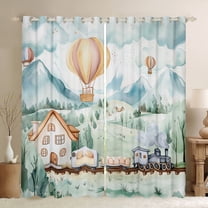 Castle Fairy Kids Boys Girls Cartoon Railway Train Black Out Curtains,Steam Engine Curtains Pack of 2 (42x63 Each),Railroad Transportation Theme Bedroom Curtains,Luxury Bedroom Decor