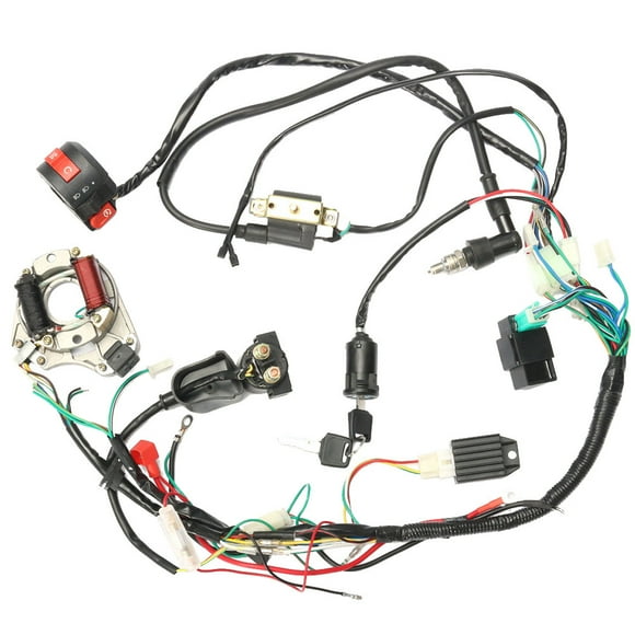 Shisuyan 1 Set 50 70 90 110CC CDI Wire Harness Assembly Wiring Kit ATV Electric Start Quad CDI Wire Harness Assembly Wiring Ignition Switch Set