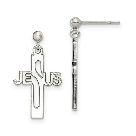 Cross Dangle Post Earrings (925 Sterling Silver Jesus Cross Religious Post Stud Drop Dangle Chandelier Earrings Gifts For Women For)