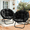 Black, variant on TANGJEAMER Round Folding Chair, Saucer Chair with Metal Frame, Comfy Moon Chairs for Bedroom, Living Rooms, Apartments, Garden and Courtyard (Black)