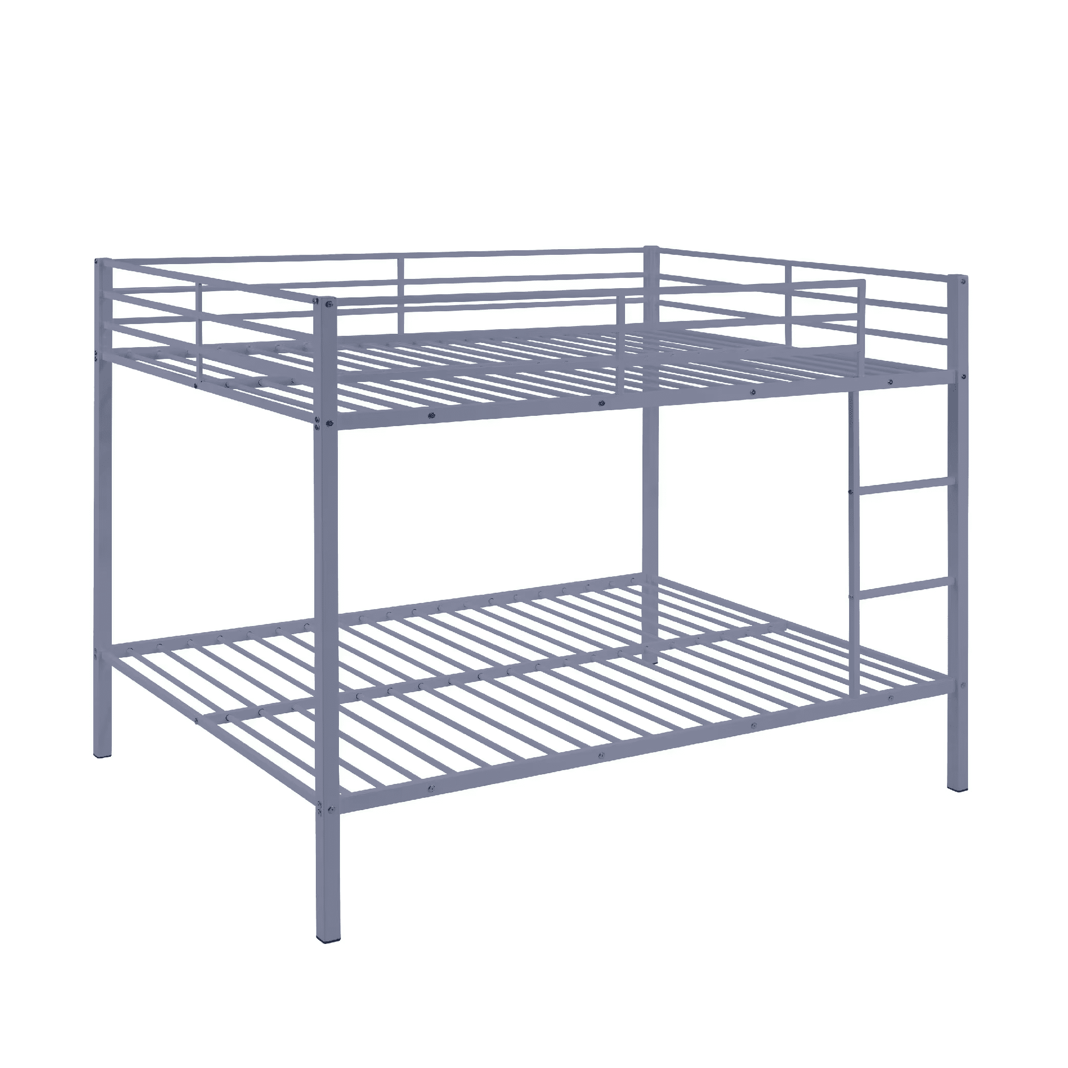 Aukfa Metal Bunk Bed Full over Full, High Guardrail and Metal Slats, Space-Saving Bed Frame for Kids Teens, Gray