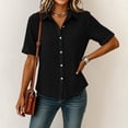 thumbnail image 5 of XuJwPNcy Button Down Shirts for Women Short Sleeve Thin Fashion Tops Loose Collar T Shirts Summer Casual Breathable Clothes, 5 of 6