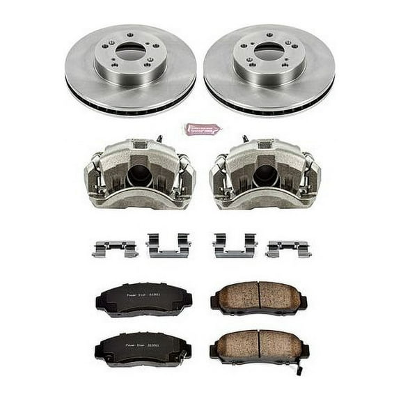 PowerStop Front Stock Replacement Brake Pad and Rotor Kit with Calipers Fits: HONDA Select Models KCOE2558