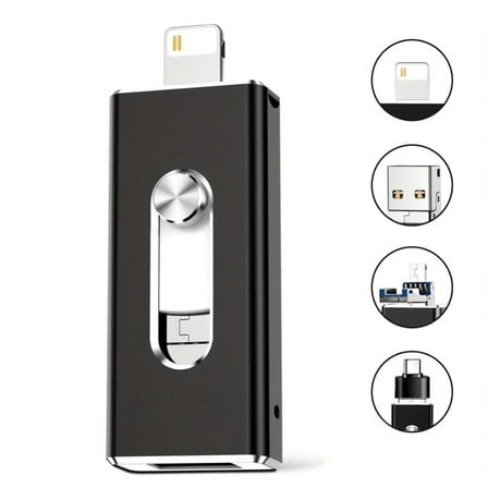 512GB USB 3.0 Flash Drive for iPhone3-In-1  USB External Storage Thumb Drive OTG Pendrive Android Phone and Computer-Black
