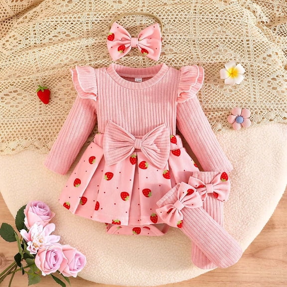 MEZZALL Jumpsuit Baby Girls Ribbed Romper With Flutter Sleeves Bodysuits Cute Onesie Includes Headband And Sock Covers Toddler Photo Comfortable Playwear Comfort O-Neck Spring Child One-Pieces