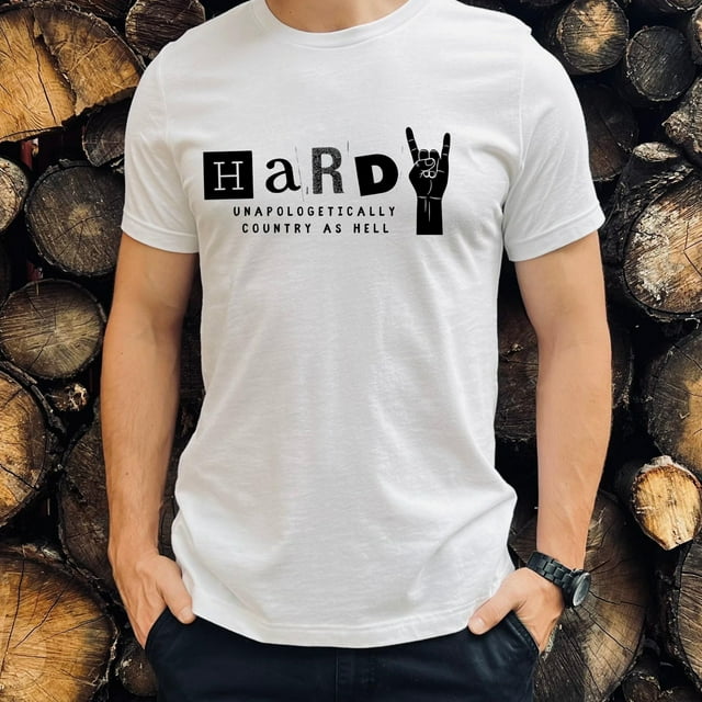 Hardy T-Shirt de Concert, Country As Hell, T-Shirts de Musique Country, Western Graph - comme sur l'Image - 3TG
