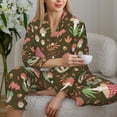 thumbnail image 6 of Pajama Sets for Women 2 Pcs, Mushrooms and Autumn Button Down Long Sleeve Sleepwear Lounge PJ Sets, 6 of 6