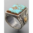 thumbnail image 2 of Boho Square Turquoise Ring In Silvertone With Gold Accent, Color 10, 2 of 3