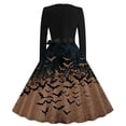 thumbnail image 4 of Iyufng Womens Halloween Gradient Bat Long Sleeve Dresses with Black Sash Bow Flared Midi Dress Vintage Party Costume, 4 of 6