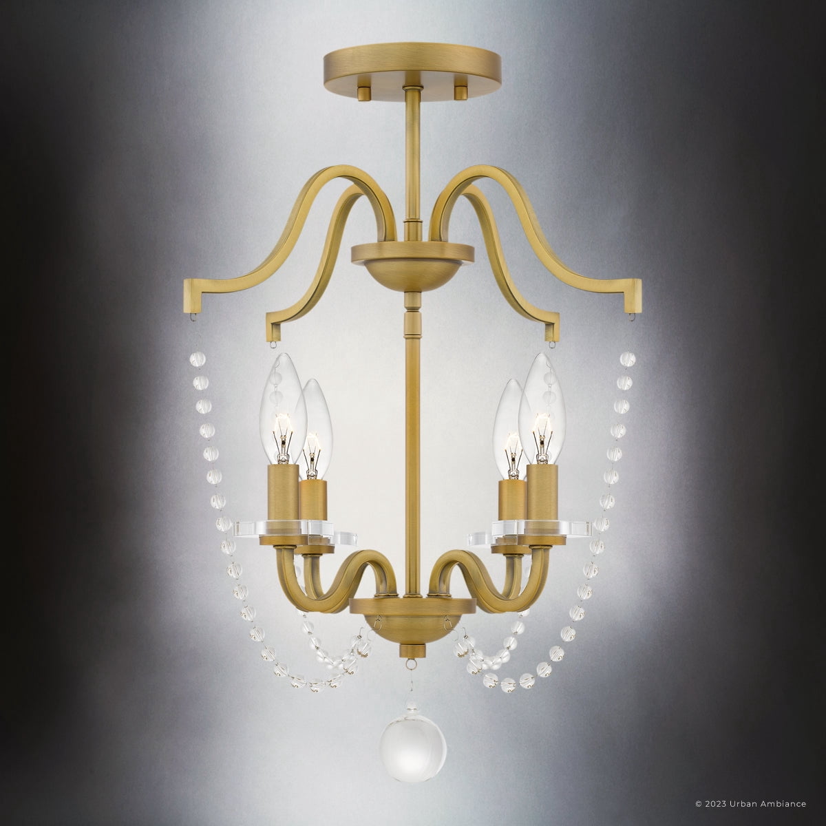 Luxury English Country Ceiling Light, Aged Brass, UQL5121