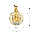 thumbnail image 3 of 14K Tri Color Gold Diamond Cut Our Lady of Guadalupe Stamp Charm Pendant with 1.9mm Figaro 3+1 Chain Necklace - 20", 3 of 6