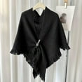 thumbnail image 2 of UJNDER Womens Large Front Poncho Sweater Wrap Topper Knitted Elegant Shawls Cape for Stylish Layering and Black, 2 of 3