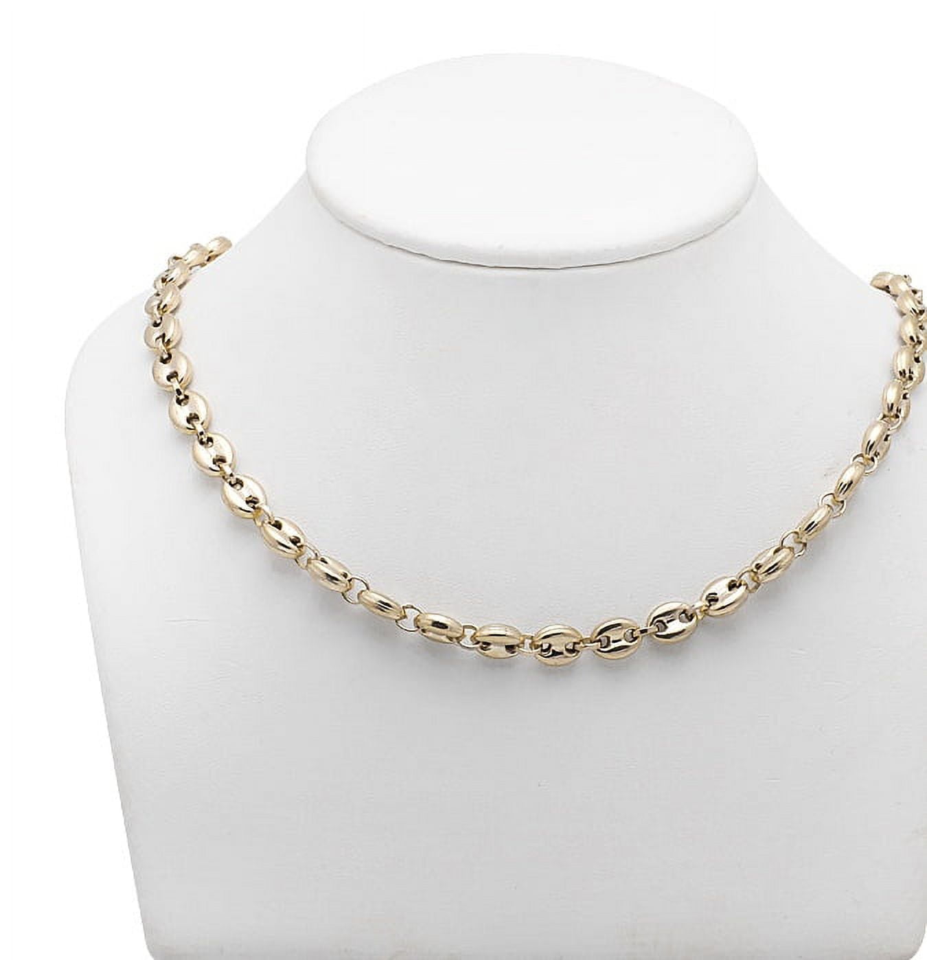 14K Yellow REAL GOLD Puffed Mariner Gucci Link Chain Necklace 7mm 18'' – bhj