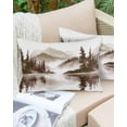 thumbnail image 6 of Brown Ink Landscape Throw Pillow Cover 16 x 24 Inch Decorative Pillow Cover Watercolor Lake Forest Lumbar Pillowcase Seasonal Rectangle Cushion Case for Couch Sofa Bed Living Room, 6 of 7