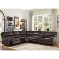 thumbnail image 2 of Espresso Motion Sectional Sofa Living Room Furniture 6pc Set Leather Aire Fabric, 2 of 4