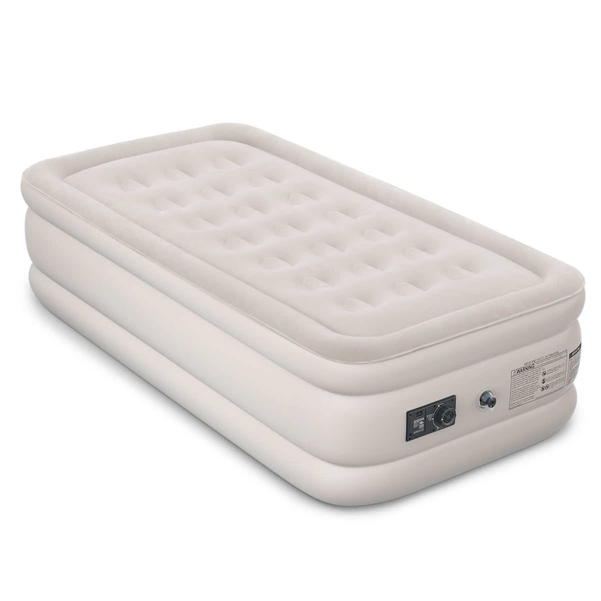 Gymax Twin Raised Air Mattress Blow Up Bed w/Soft Flocked ...