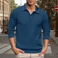 thumbnail image 4 of Mems Polo Shirts Long Sleeve Button Tee Shirt Loose Fit Navy Fashion Shirt for Man, 4 of 4