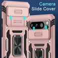 thumbnail image 4 of KOMI Case for Google Pixel 9 Pro XL with Slide Camera Cover+Screen Protector (1 Pack), Rotated Ring Kickstand Military Grade Shockproof Heavy Duty Protective Cover Rose Gold, 4 of 5