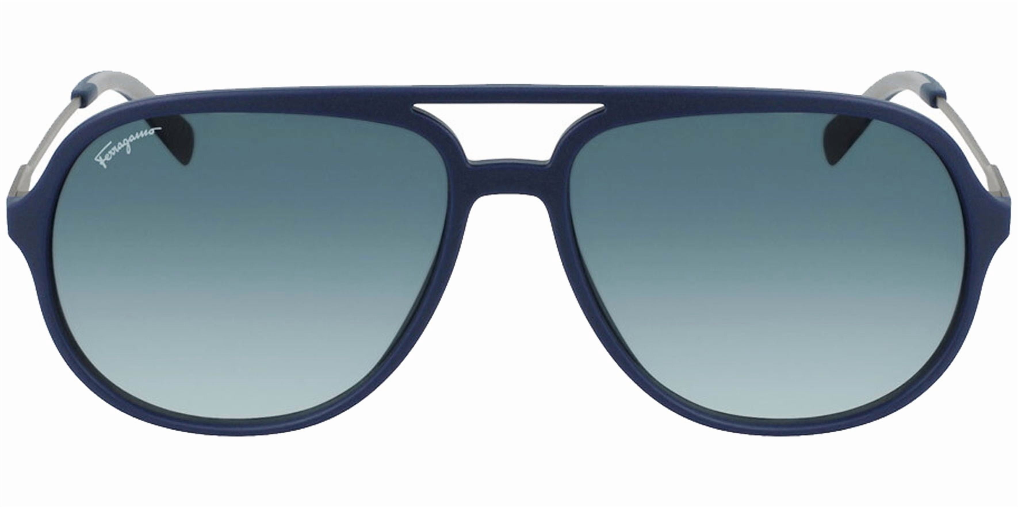 Ferragamo Men's Navy Blue Navigator Sunglasses with Gradient Lens -  SF999S 414 - Made in Italy