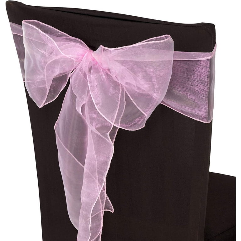 Trimming Shop 17x280cm Organza Chair Sashes Baby Pink Fuller Bows for Event Decoration 50pcs