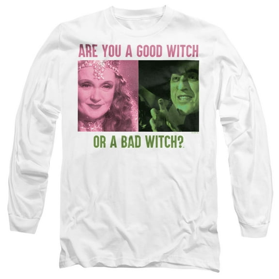 The Wizard of Oz Good Witch or Bad Witch Unisex Adult Long-Sleeve T Shirt, White, Large