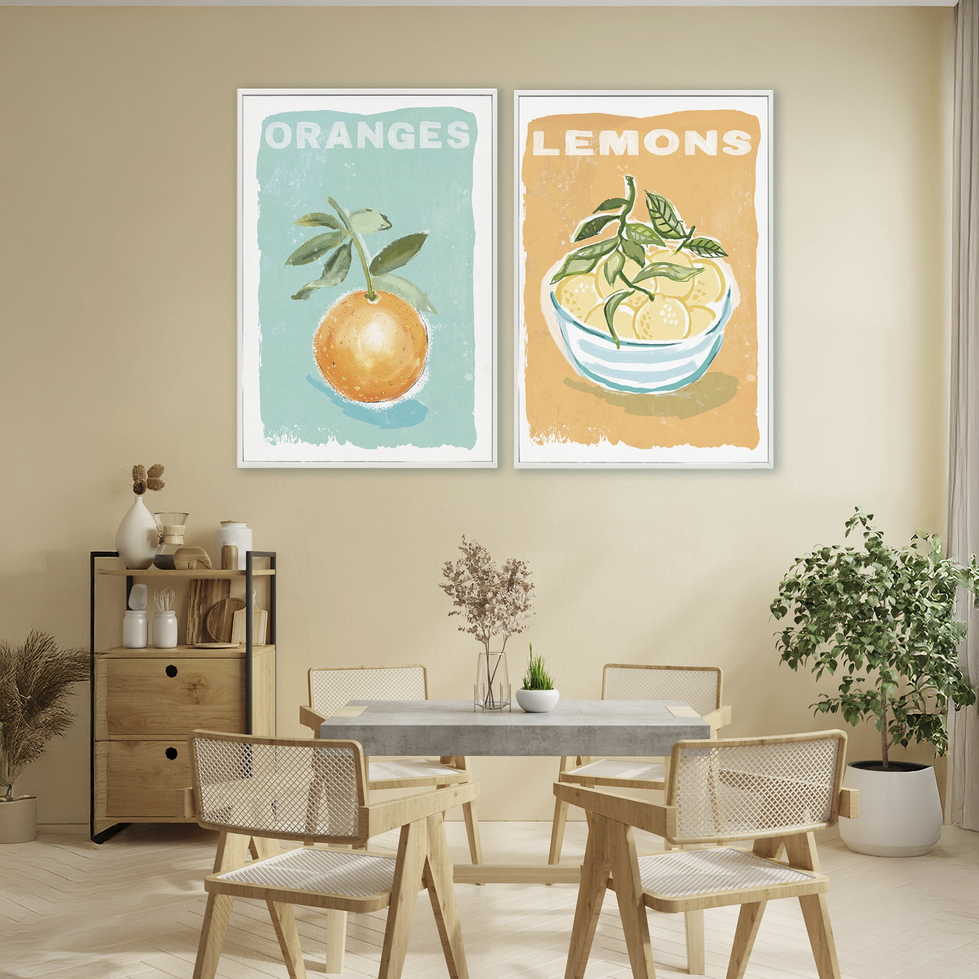 Stupell Industries Citrus Twist Motif 2 Piece White Framed Giclee Art Set, design by Chad Barrett
