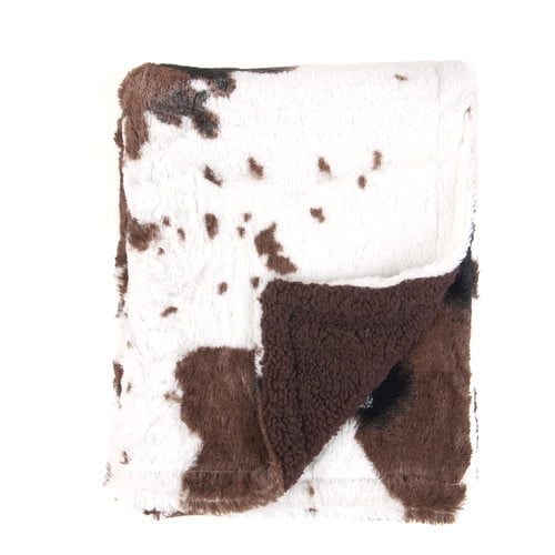 White/Brown Tadpoles Cowhide Print Double Layer Blanket 1-Pounds 