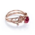 thumbnail image 3 of JeenMata Leaf and Vine - 0.5 TCW Round Cut Lab Created Ruby - Solitaire Wedding Ring Set - 18K Rose Gold Plating over Silver, 3 of 6