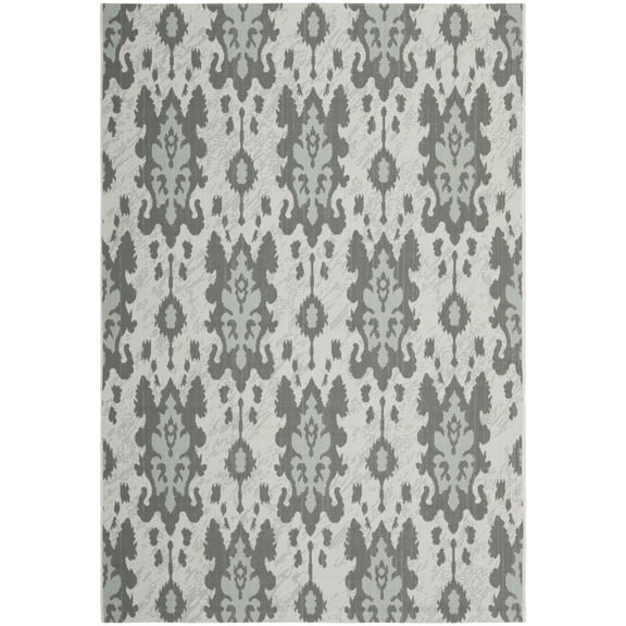 Safavieh Courtyard Vivienne Geometric Indoor/Outdoor Area Rug, Light Gray/Anthracite/Aqua, 4' x 5'7"