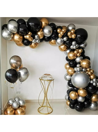 YANSION Gold Black and Silver Balloon Arch Kit Black and Gold Balloon  Garland Kit for New Year, Wedding, Anniversary Parties, Black and Gold  Party