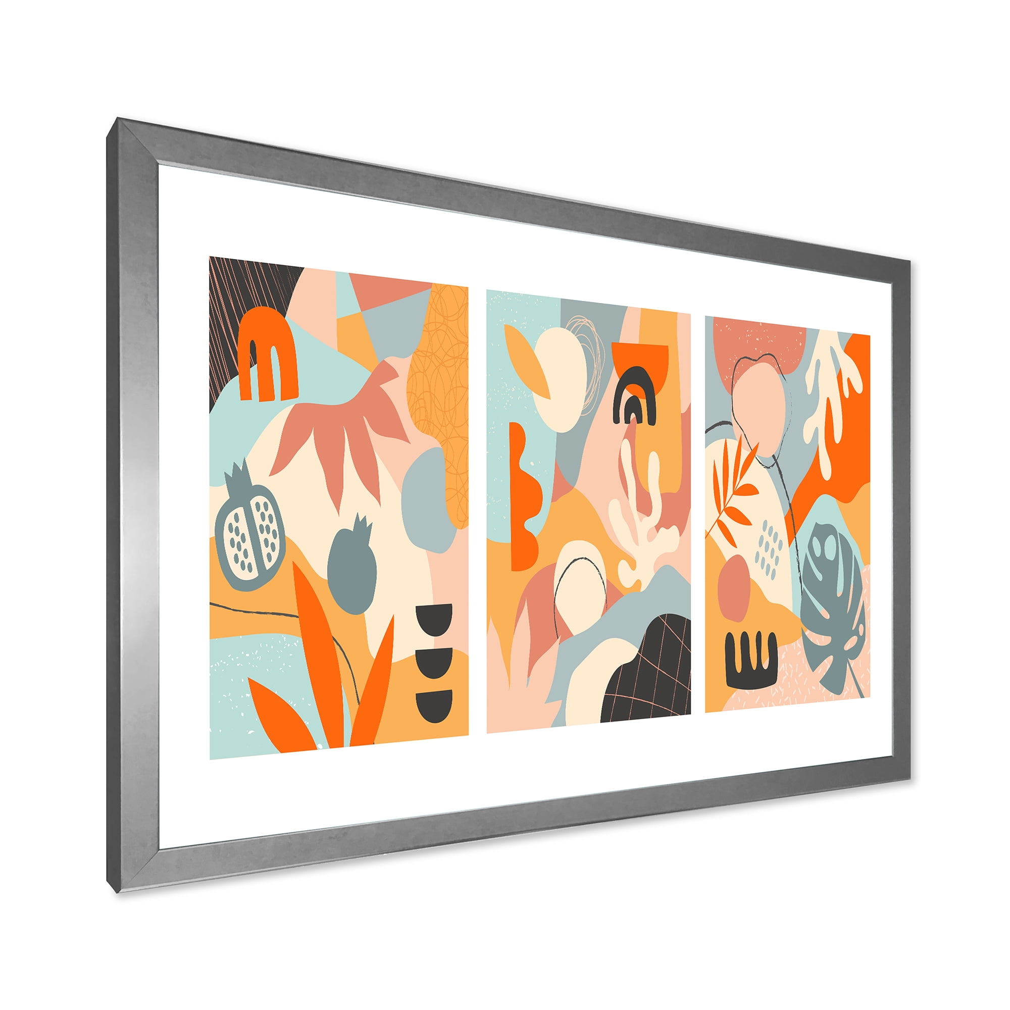 Designart 'Compostion Minimalistic of Organic Shapes VII' Modern Framed Art Print