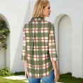 thumbnail image 6 of Wutalume Womens Tops with 3/4 Sleeve, V-Neck Shirt with Plaid Print for Business Casual, Office Attire, Smart Casual Looks, and Comfortable Fit,Light Green S, 6 of 7