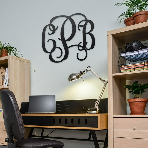 RealSteel Curly Wall Monogram – Personalized 3-Letter Metal Sign – Custom Steel Wall Art for Home, Wedding & Anniversary Gifts – Indoor/Outdoor Rust-Resistant Décor – Handcrafted in Texas (B-14)