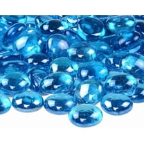 Zhuge 100 Pcs Multi-Color Flat Glass Gemstone Beads, Vase Fillers & Aquarium Decor Rocks, Light Blue