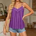 thumbnail image 6 of Purcolt Womens Spaghetti Strap Babydoll Tank Top Dressy Casual Pleated Scalloped Lace V Neck Camisole Blouses Summer Flowy Beach Vacation Loose Fit Shirts, 6 of 8