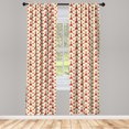 thumbnail image 2 of Ambesonne Geometric 4-Panel Curtains, Symmetric Grid Triangles, 56"x84", Ivory and Dark Coral, 2 of 4