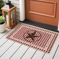 thumbnail image 4 of 2x3 Ft Entryway Area Rug, Farmhouse Kitchen Rug Runner Washable Floor Mat, Vintage Star Retro Rustic Checked Grid Lodge Non Slip Indoor Door Mat Throw Carpet for Bathroom Living Room Bedroom, 4 of 8