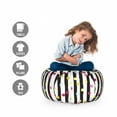 thumbnail image 2 of Abstract Storage Toy Bag Chair, Hand Drawn Vertical Monochrome Stripes Background with Colorful Dotted Pattern, Stuffed Animal Organizer Washable Bag, Small Size, Multicolor, by Ambesonne, 2 of 3