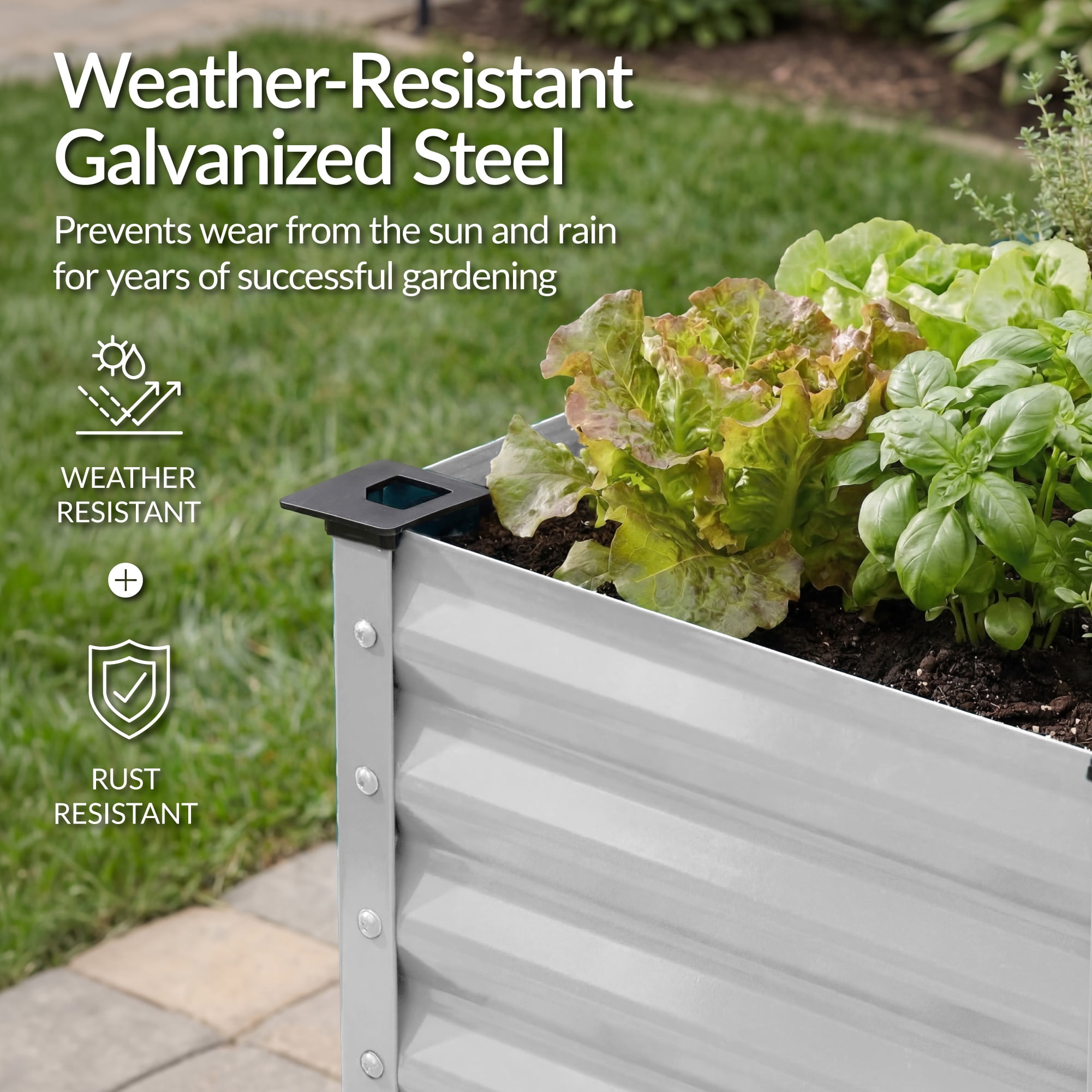Best Choice Products 48x24x30in Elevated Galvanized Metal Garden Bed w/ Corner Protectors - Silver