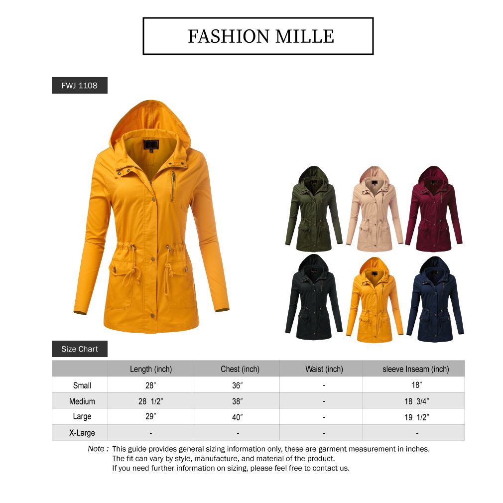 FashionMille Women Slim Fit Hooded Military Ultra Light-Weight Thin Anorak Utility Hoodie Jacket - image 2 of 5