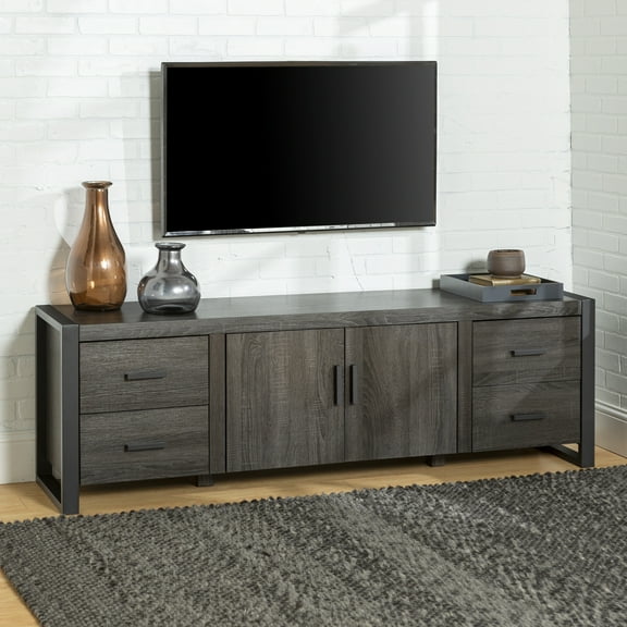 Walker Edison Metal and Wood TV Stand for TVs up to 78" - Charcoal