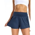 thumbnail image 3 of Cadmus 2 in 1 Women's Spandex Athletic Shorts Gym Yoga Shorts Pockets ,1 Pack,Navy,S, 3 of 5