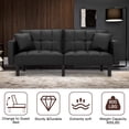 thumbnail image 5 of AVAWING Futon Sofa Bed Recliner Sofa Faux Leather Couches for Living Room Modern Tufted Convertible Sofa Bed with 2 Pillows, Black, 5 of 7