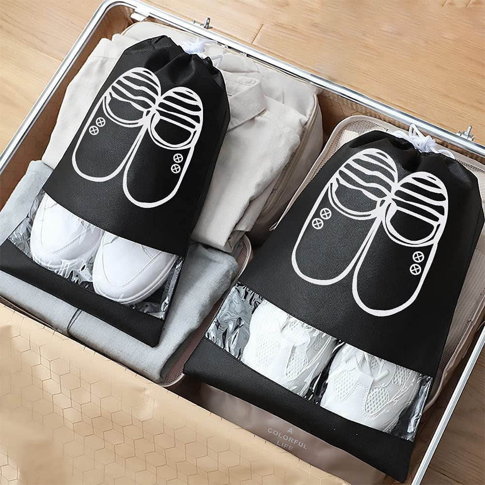 OOTSR Lot De 4 Sacs à Chaussures De Voyage 36x26,5 Cm - Imperméables Avec Fenêtre Transparente - Pour Sport, Piscine, Bagages
