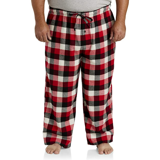Big and Tall Essentials by DXL Men's Plaid Flannel Lounge Pants, Ivory ...